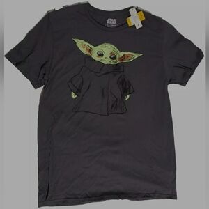 Star Wars Mens Large Gray Grogu Baby Yoda Graphic T Shirt NWT